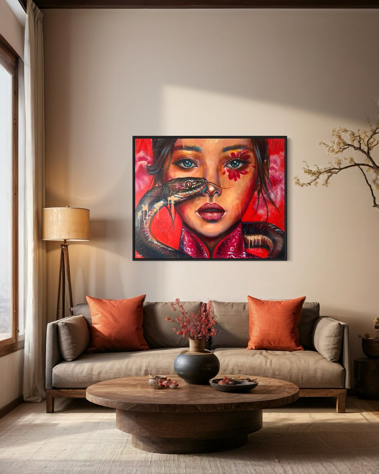 "Chinese new year - The Snake" Contemporary portrait - Original painting