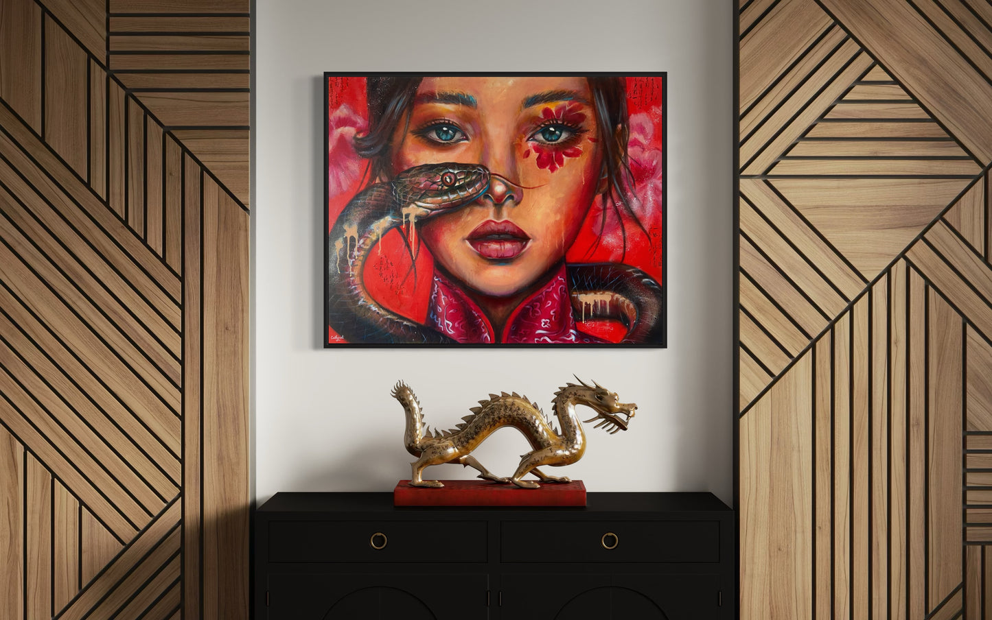 "Chinese new year - The Snake" Contemporary portrait - Original painting