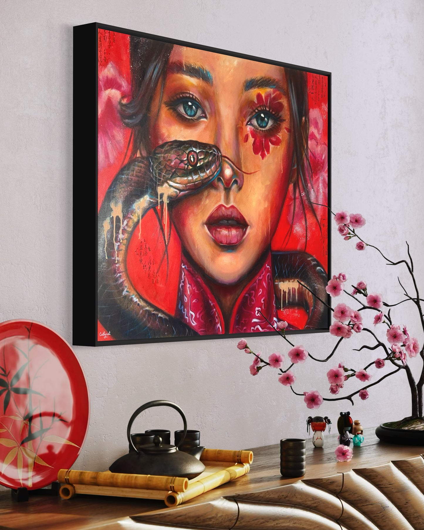 "Chinese new year - The Snake" Contemporary portrait - Original painting